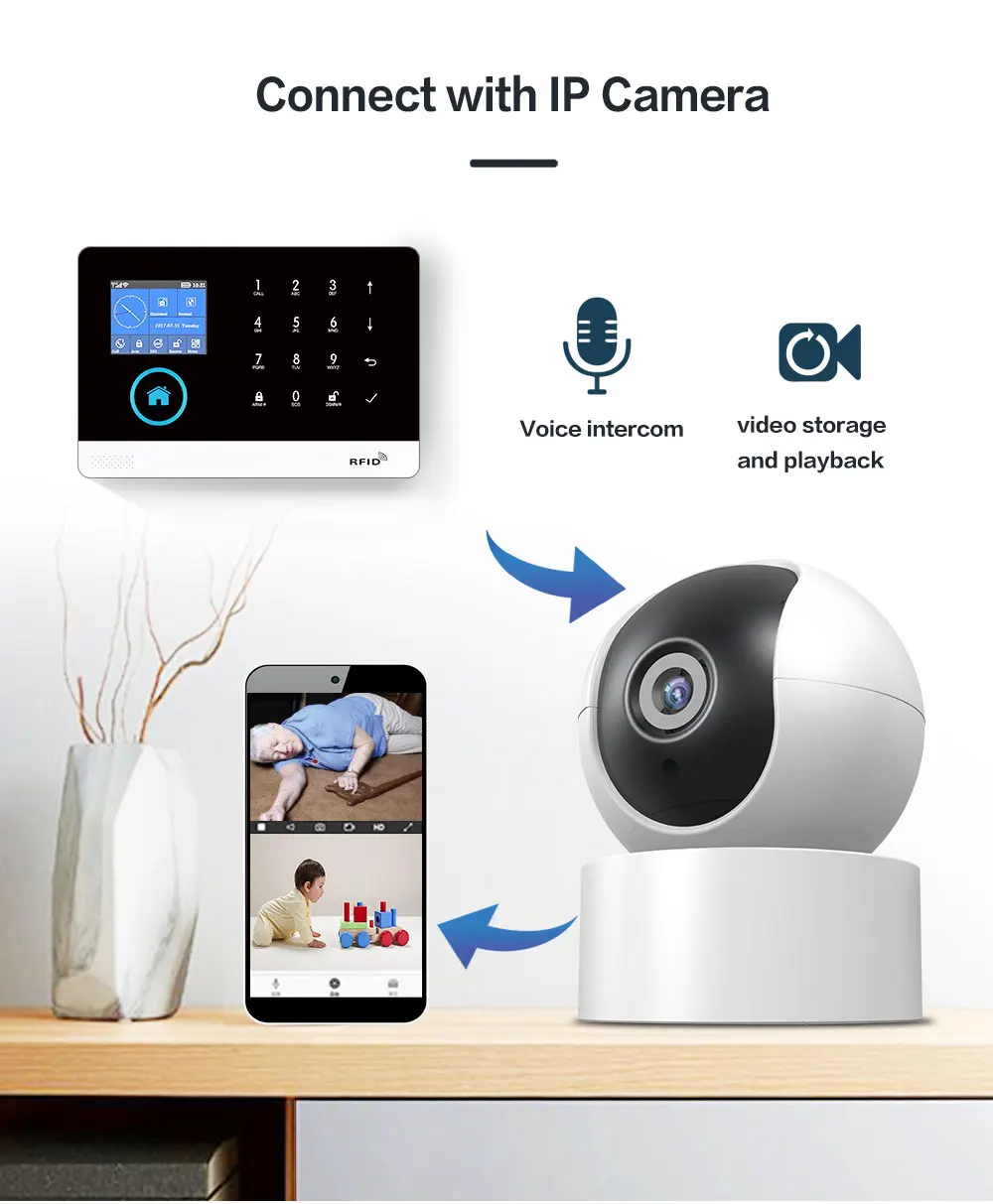 elderly emergency button Wireless WIFI GSM Home Security Alarm System For Tuya Smart Life APP With Motion Sensor Detector Compatible With Alexa & Google ring alarm pad