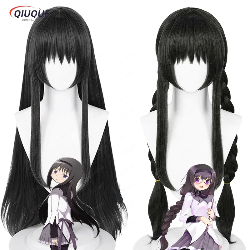 

Anime Puella Magi Madoka Magica Akemi Homura Cosplay Wig Long Black Heat Resistant Synthetic Hair Role Play Wigs + Wig Cap
