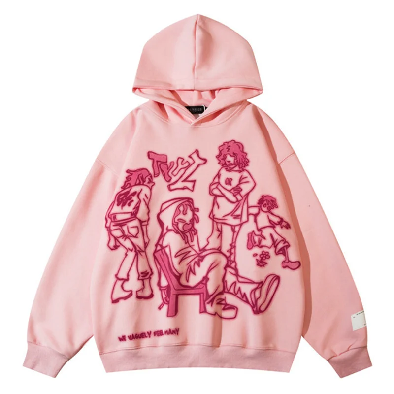 

Мужская Уличная толстовка с капюшоном, осенняя Толстовка большого размера в стиле Харадзюку с забавным мультяшным графическим принтом, худи в стиле хип-хоп для пар, 2023