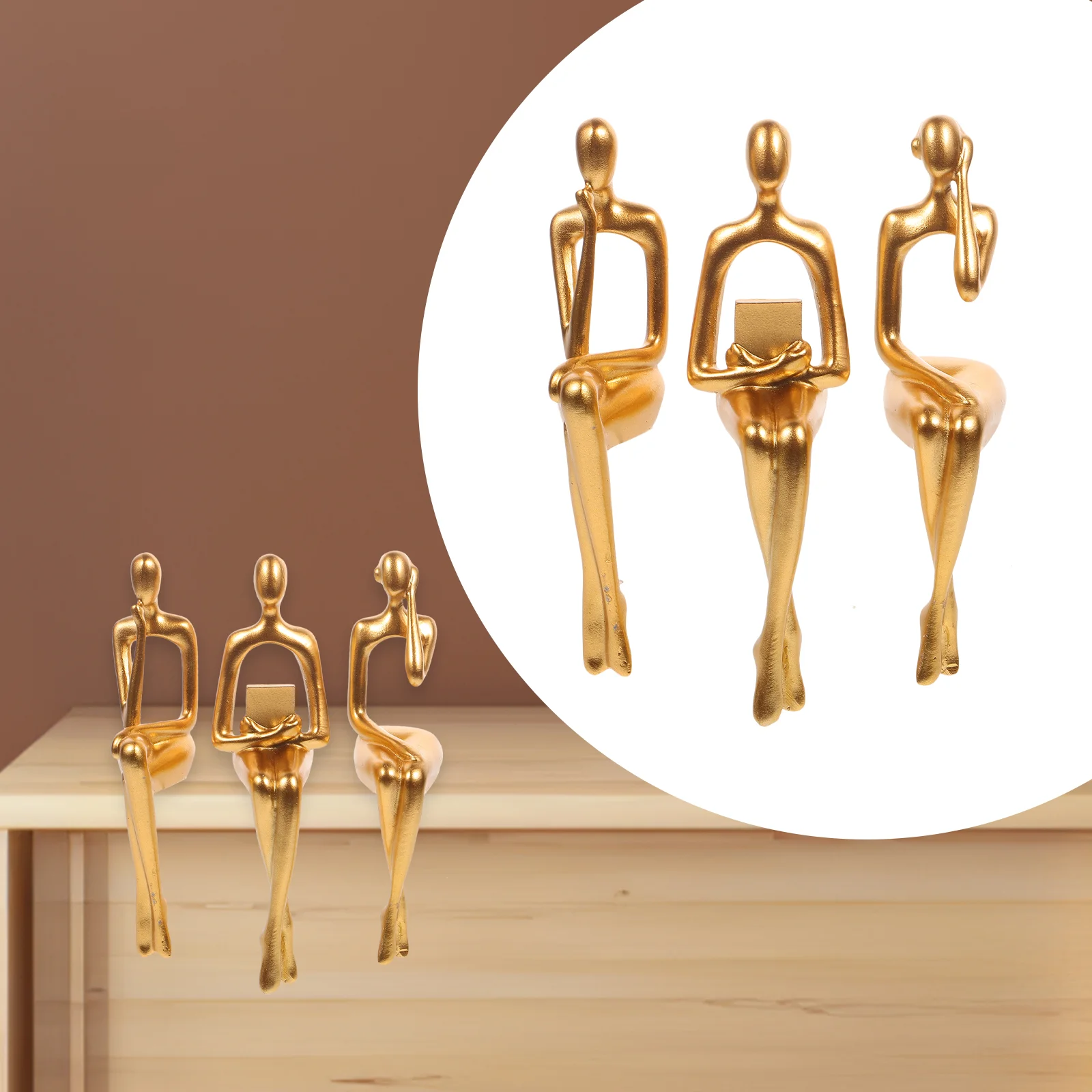 

3 Pcs Ornaments Resin Thinker Decoration Home Nordic Adornment Figurine Office Coffee Accessories