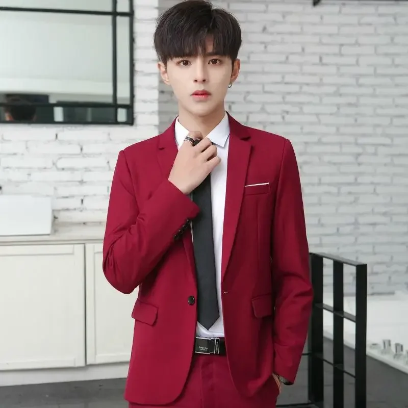 남성용 슬림핏 비즈니스 세트 재킷, 웨딩, 신랑, 신랑, 캐주얼, 서양식 의류