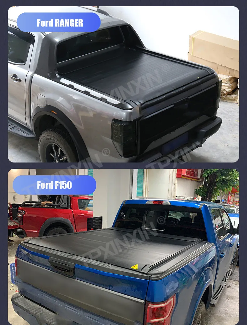 

Car Trunk Lids For Ford Ranger wildtrak 2023 Pickup Bed Tonneau Cover Retractable Roller Shutter Tail Box