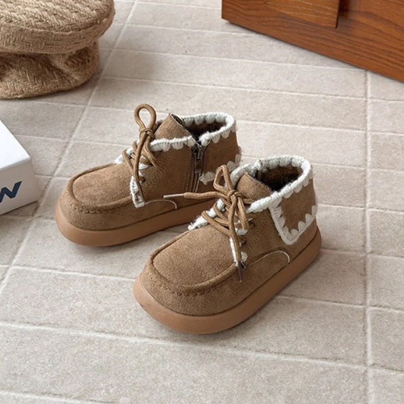 Girls Winter Retro Short Boots Soft Anti Slip Princess Shoes