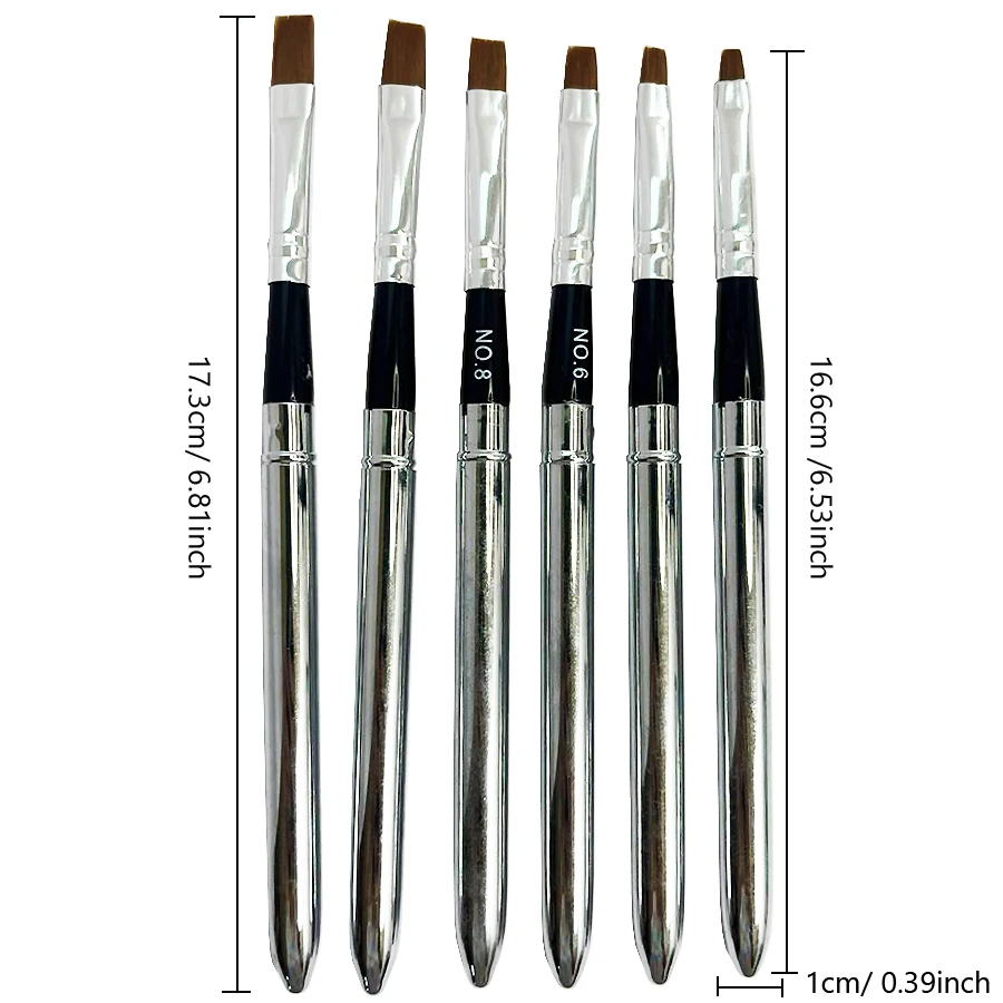 DIY Nail Art Pinsel Set Flachkopf UV Gel Nagelpinsel Malstift Feine Liner Pinsel für Maniküre Design 3/5/6/7 Stk – Detail 7