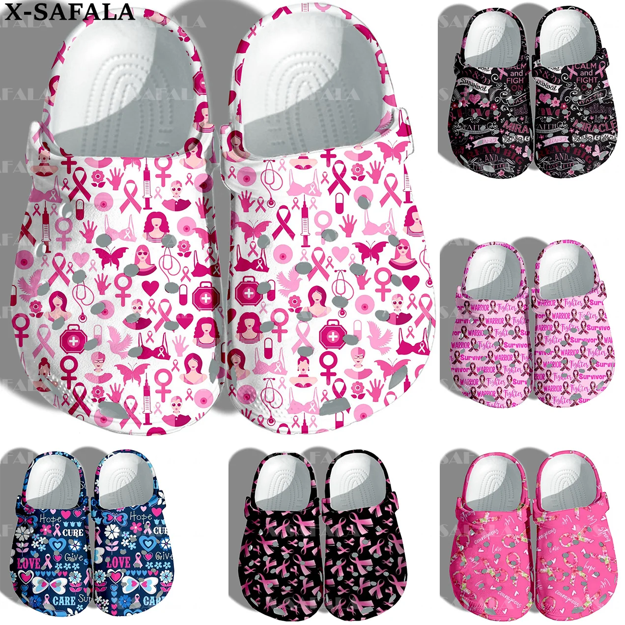 

Breast Cancer Awareness 3D Print Men Women Classic Clogs Slippers Shoes EVA Ligtweight Sandals Summer Beach Outdoor-1