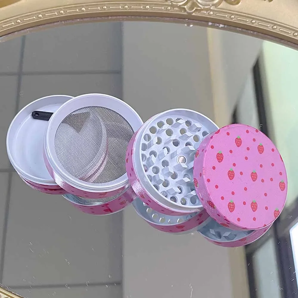 

1PCS Strawberry Grinder Pink Crusher 40mm 50mm Mill Girly Birthday Present Valentine's Day Gifts