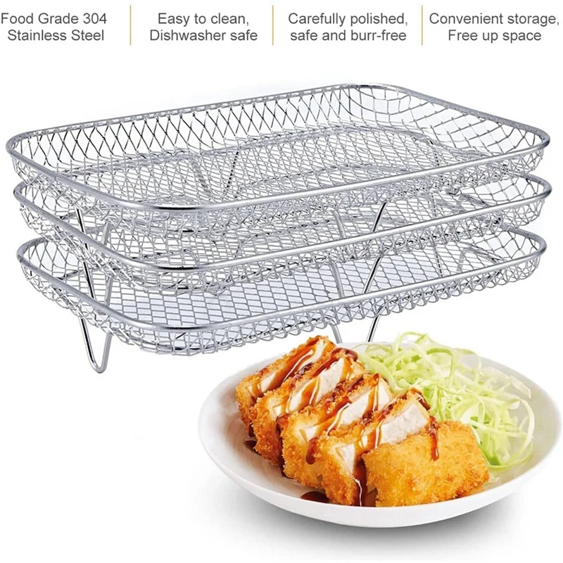 Multi-Layer Air Fryer Rack for Dual Air Fryers, Double Basket Fryers Dehydrator Racks for Ninja Foodi DZ201 DZ100