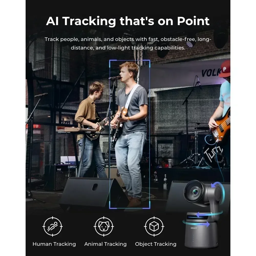 OBSBOT Tail Air NDI Streaming Camera 4K AI Tracking PTZ Camera HDMI/USB-C/Wireless Webcam Video Camera Live Stream App Support 5