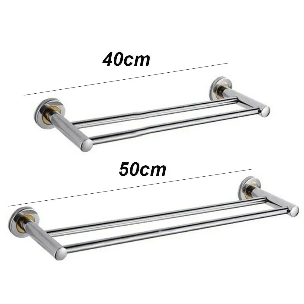 40/50cm Single/Double Bars Towel Rack Bathroom Bar Wall-Mounted Towel Shelf