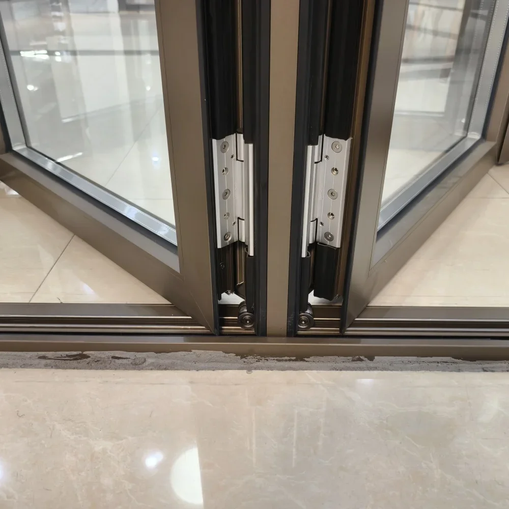Accordion Type Folding Door Outdoor Multi Locking Folding Patio Doors Metal Frame Exterior Vertical Bi Aluminum Doors