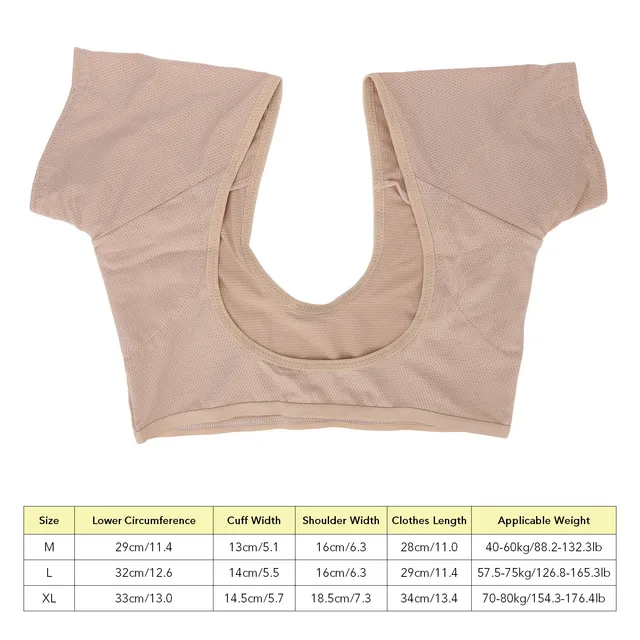 Underarm Sweat Vest Quick Dry Breathable Mesh Reusable Armpit Sweat Pads for Women Girls Skin Color Underarm Sweat Shirt 3