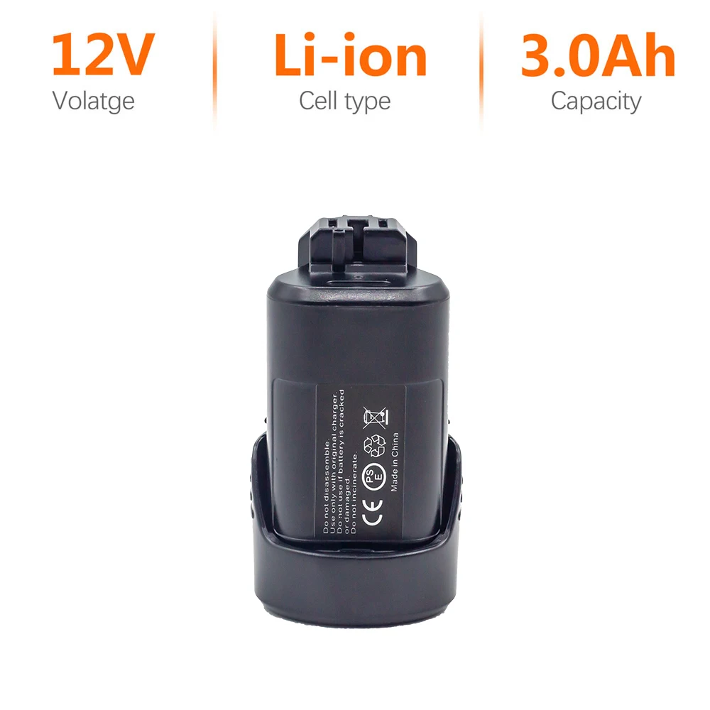 

Leelinci 12V 3.0Ah Li-ion Rechargeable Battery For BOSCH Cordless Electric Drill Screwdriver BAT411 BAT412 BAT412A bateria
