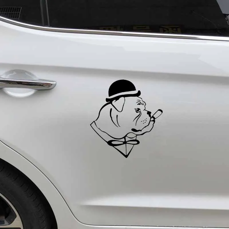 Autocollant de voiture bouledogue anglais, chapeau de chien, monsieur  cigare, sparadrap de décoration de voiture adapté à différents modèles  noir/blanc, 16cm * 15cm - AliExpress