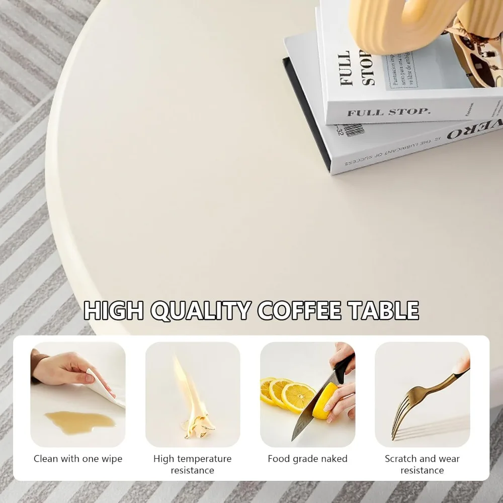 White Cute Cloud Shape Low Coffee Table with 3 Ball Legs, Modern Funky Cartoon Irregular Indoor Tea Table, for Living Room, Smal 6