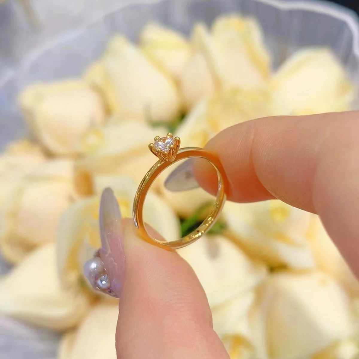 MOISSANITE ゴールドリング 18K RGP印刻 S8c5546cd1c1940dcafefc7ce9229d