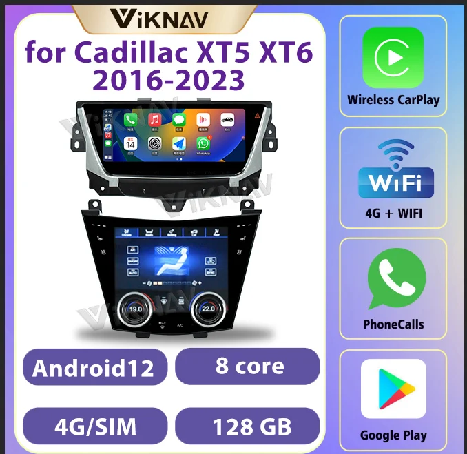 

AC Panel Display Car Radio For Cadillac XT5 XT6 2016-2023 Android 12 GPS Navigation Video Player Touch Screen New Upgrade