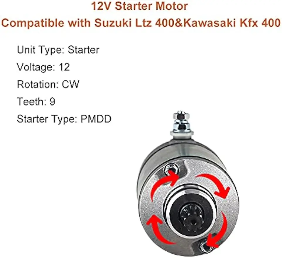 31100-29F00 Starter Compatible with Suzuki LTZ Kawasaki Kfx 400 2003 2004 2005 2006 2007-2015 Replaces 21163-S004