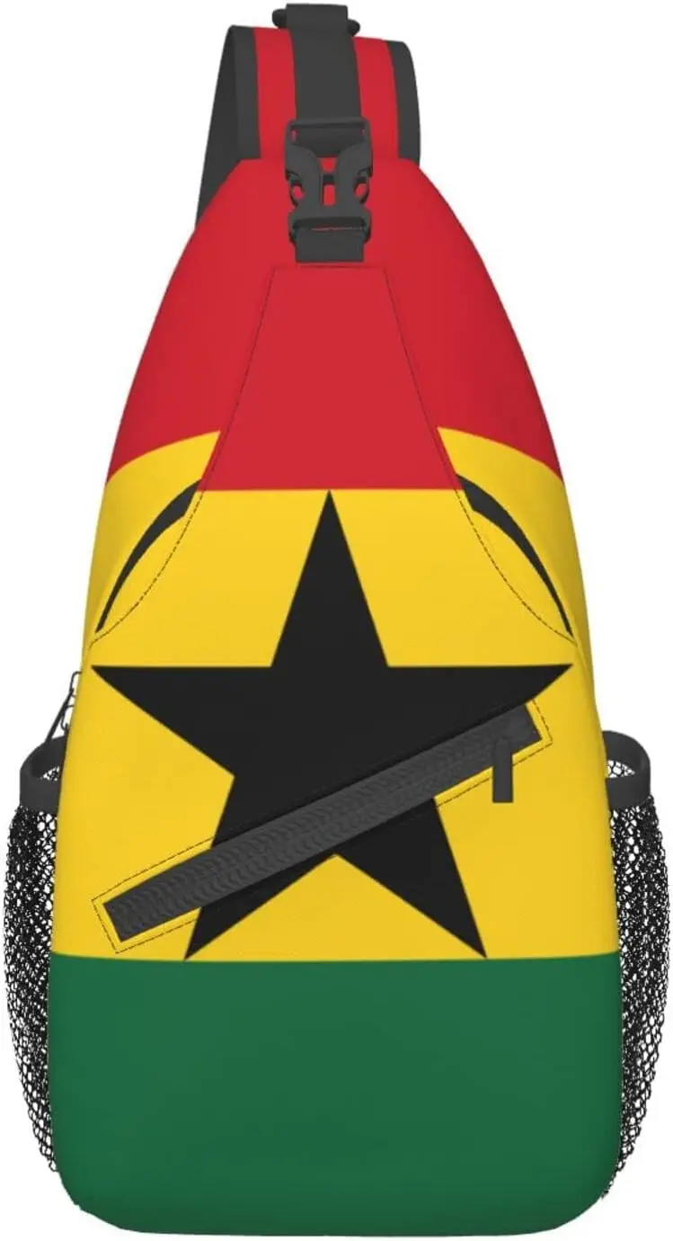 

Ghana Flag Hiking Daypacks Cross-body Sling Backpack for Men Women Outdoor Cycling Hiking Travel