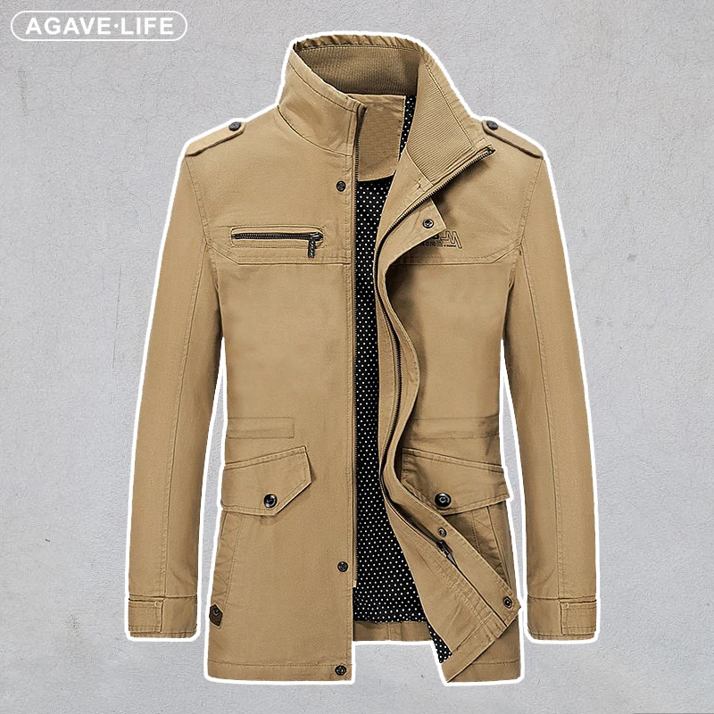 

High-quality Mens Jacket Military Men Jacket Outdoor Cotton Washed Casual Slim Coat Spring and Autumn New Trench Men's Outerwear