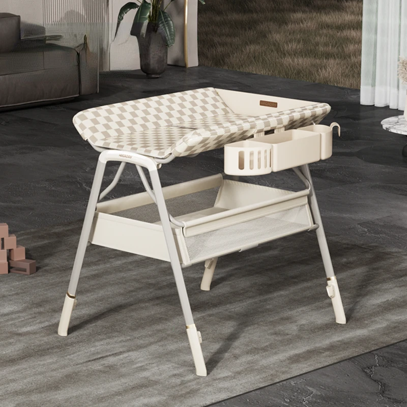 Baby Diaper Table,multi-functional PU Leather Baby Care Tables,newborn Bath Crib Changing Table with Silent Universal Wheel