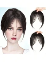 Synthèse perruque partie centrale frange Extensions de cheveux pince devant naturel sans couture français Oblique frange huit caractères frange 2