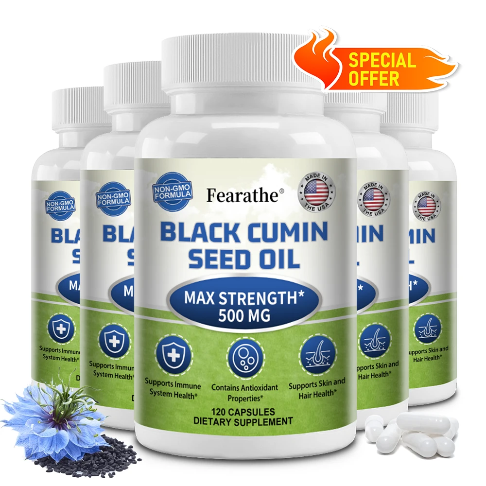 Premium Black Cumin Seed Oil Black Cumin Seed Oil Capsules for Immune, Antioxidant, Skin, Hair, Metabolism and Digestive Health