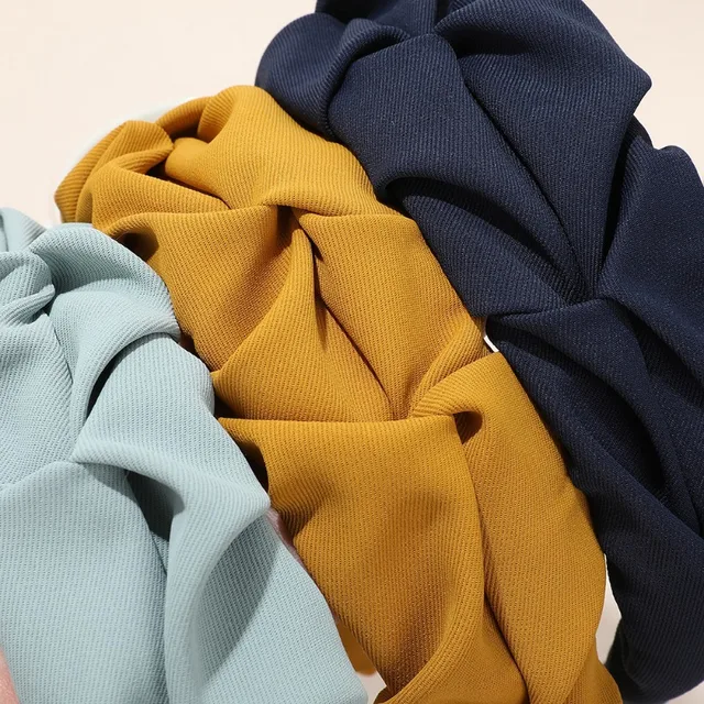 Korean Hair Accessories Solid Color Cotton Crumpled Women's Head Hoop Wide Bezel Makeup Hairbands for Ladies Headwear 2023 New 5