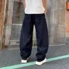 Popular Dark Blue Men's Denim Bloomers Wide Leg Y2k Pants New Spring Street Clothing 4