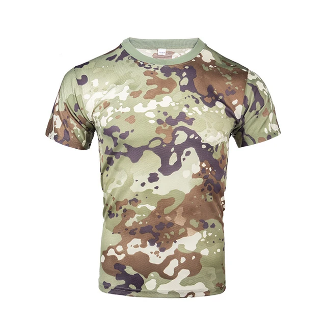 Outdoor Sports Men T-Shirts Camouflage Quick Dry O Neck Short Sleeve Tops Shirt Military Army Camo Hiking Hunting T Shirt CLT
