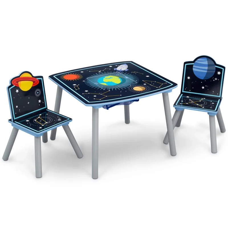 

BOUSSAC Space Adventures Kids Wood Table And Chair Set With Storage, Greenguard Gold Certified