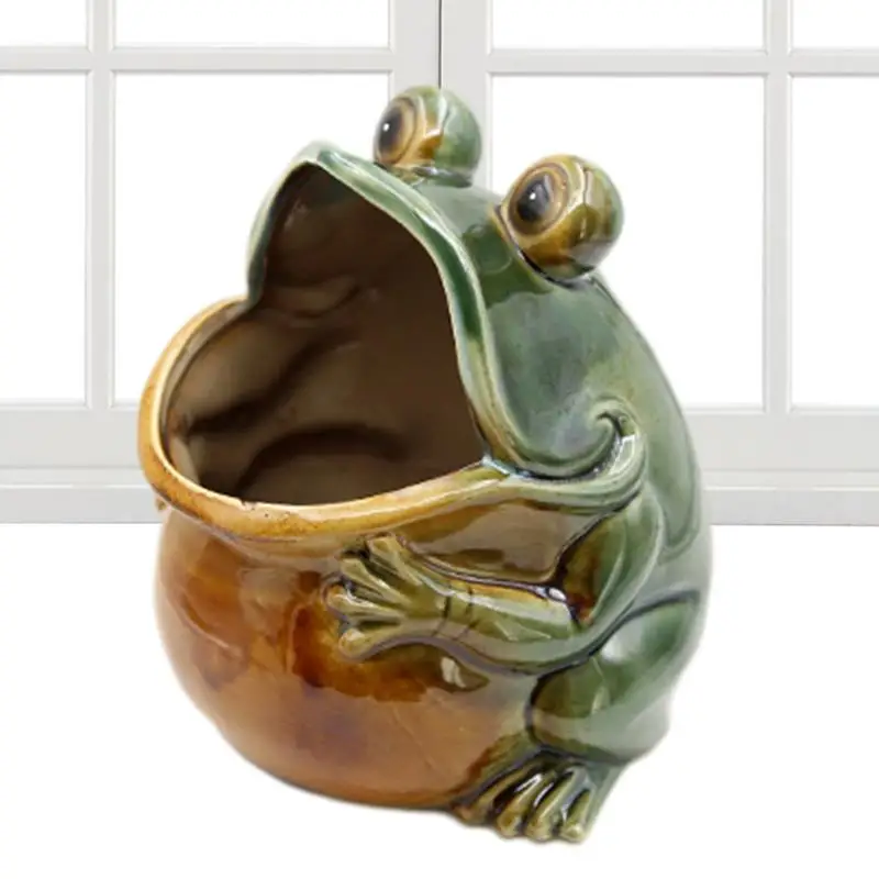 

Creative Cute Large Mouth Frog Ceramic Statue Decoration Home Bedroom Desktop Bonsai Miniature Garden Balcony Decoration