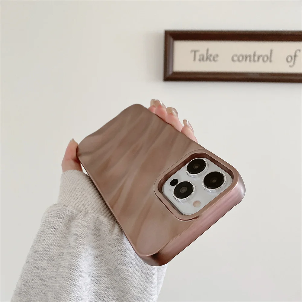 Glossy Solid Color Water Ripple 3D Wave Case