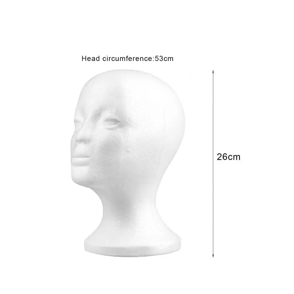 Head Model Lightweight Convenient White Foam Female Mannequin Hats Head Glasses Wigs Display Deflection Polystyrene