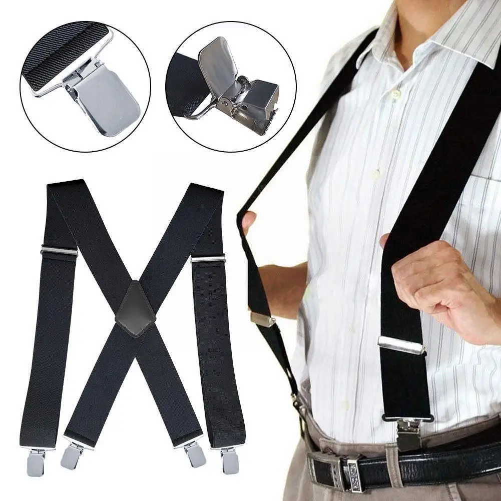 

Heavy Duty Work Suspenders for Men Adjustable High Elastic Big Tall Trouser Braces Big Size Work Suspenders with 4 Strong C O2J5