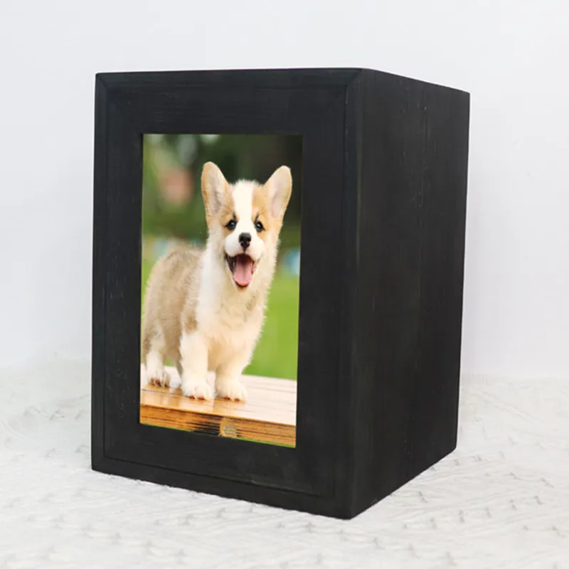 Dog Urns Pet Memorial Wooden Urns for Dog Ashes Casket Cat Memorial Funeral Coffin Dogs Funeral Box with Photos Frame Wooden Box