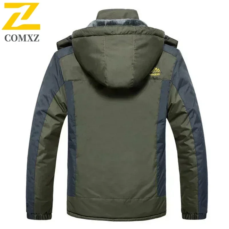COMXZ Winter Rain Jacket Men Thick Fleece Coldproof Outdoor Adventure Climbing Windbreaker Jacket Big Size High Quality Chaqueta