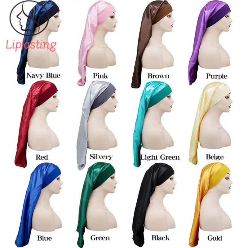 

Шелковая шляпа Ночная шапка для ухода за волосами унисекс, высокоэластичная широкополая атласная шапка для защиты женских волос, Оптовая продажа