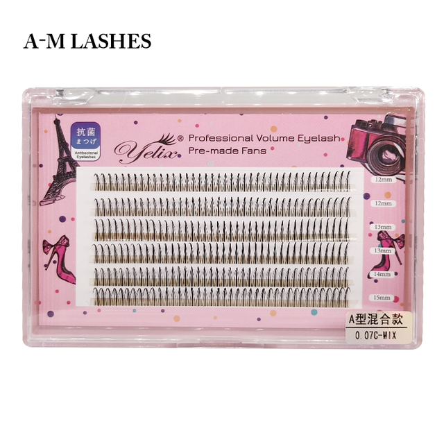 Yelix A/M Shape Professional Makeup Individual Lashes Cluster spikes lash wispy premade russian Natural Fluffy false eyelashes