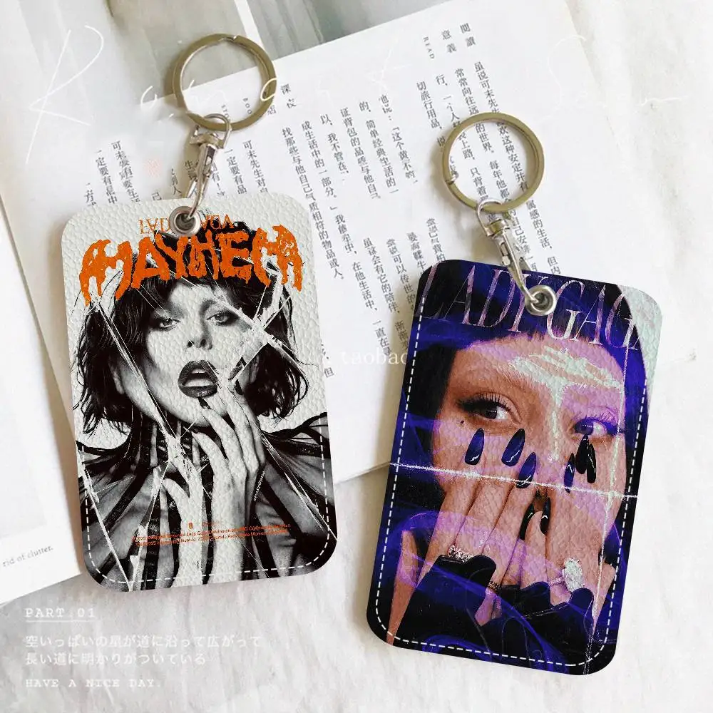 Singer L-Lady Gaga Mayhem 사무용품 남성 및 여성 신용 카드 열쇠고리 학생증 ID 카드 홀더 자격증 홀더 카드