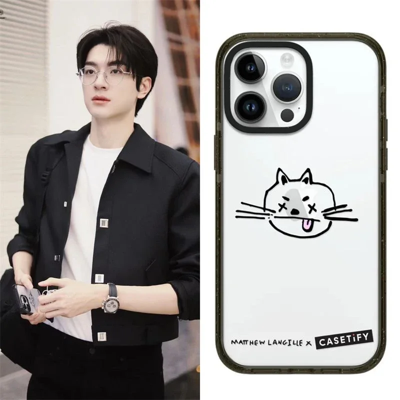 

Cute Cat 2.0 Acrylic Black Border iPhone 11 12 13 14 15 Pro Max Protective Mobile Phone Case Cover Shell
