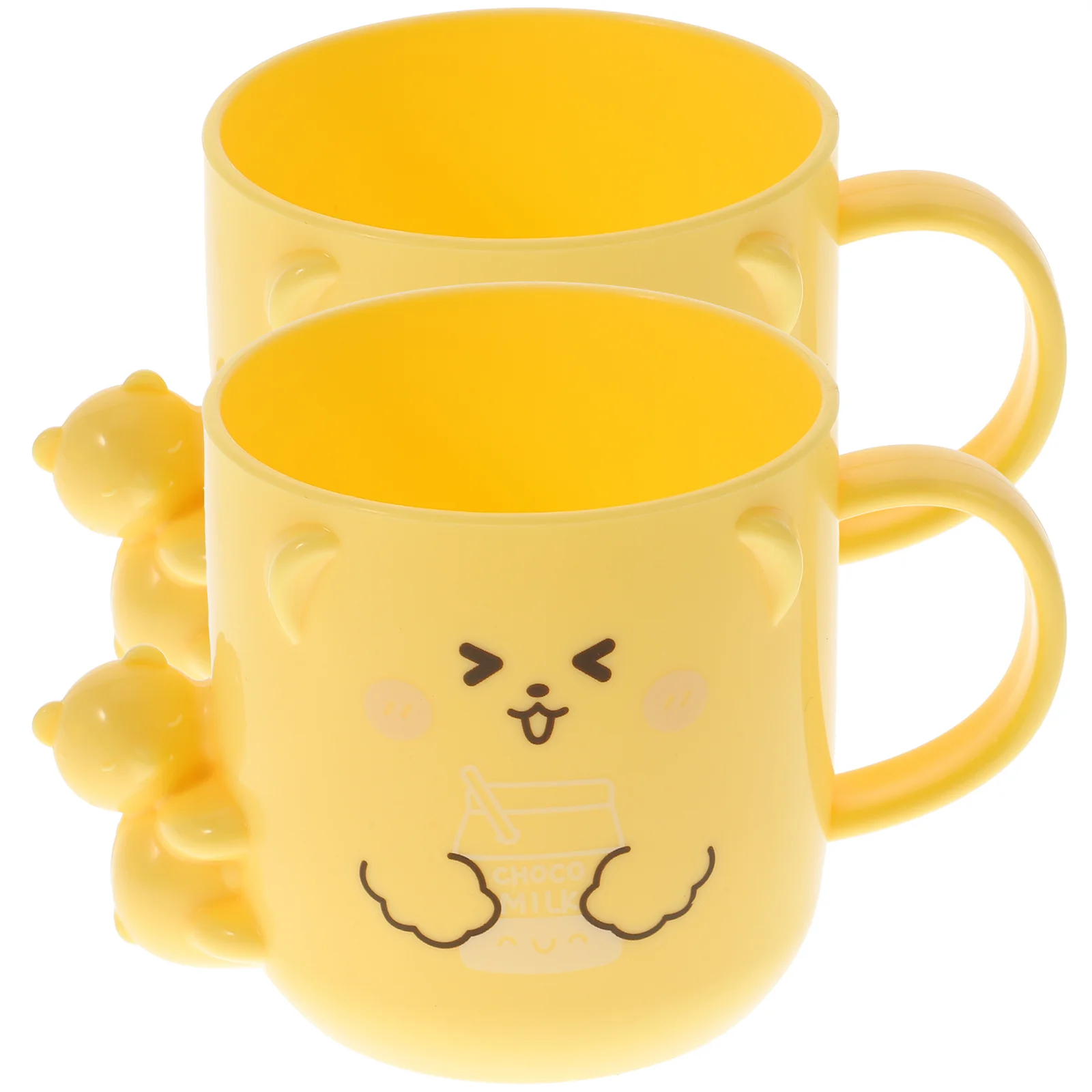 2 Pcs Cartoon Children's Plastic Mug Coffee Cups Cute Mouthwash Take Bath Kids Toothpaste Toothbrush Newborn