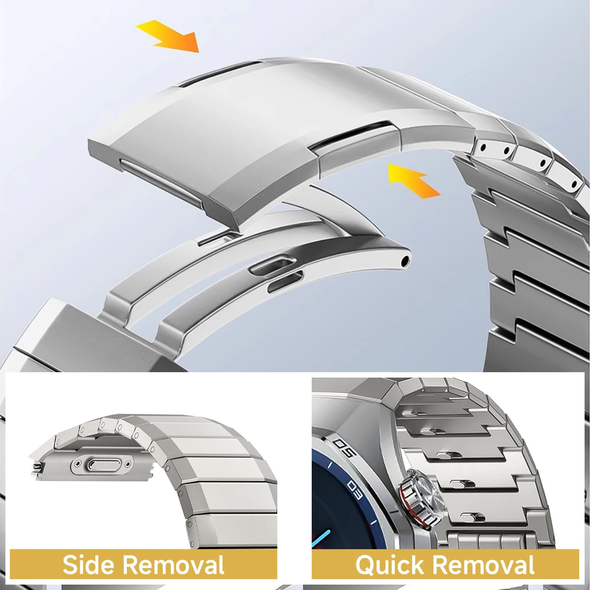 Premium No-Gap Titanium Quick Release Luxury Metal Watch Strap