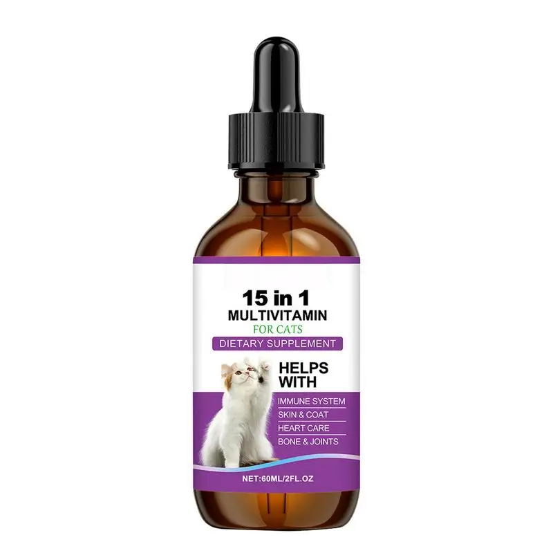 Cat Supplement All-in-1 Multi Liquid Body Care Drops 60ml For Supports Joint Skin & Coat cat liquid supplement