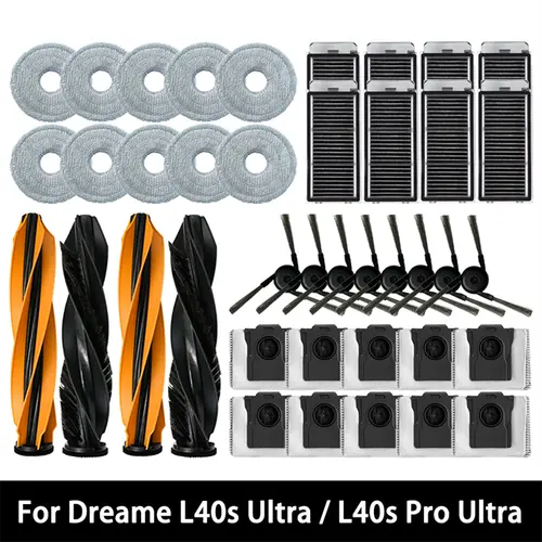 For Dreame L40s Ultra / L40s Pro Ultra Vacuum Cleaner Replacement Accessories Main Side Brush HEPA Filter Mop Cloths Dust Bag