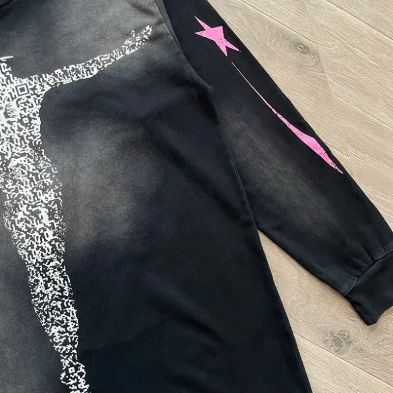 24ss Brain Helmet Hoodies for Men Women 1:1 Top Quality Black Washed HELLSTAR Classic Long Sleeved Sweatshirts