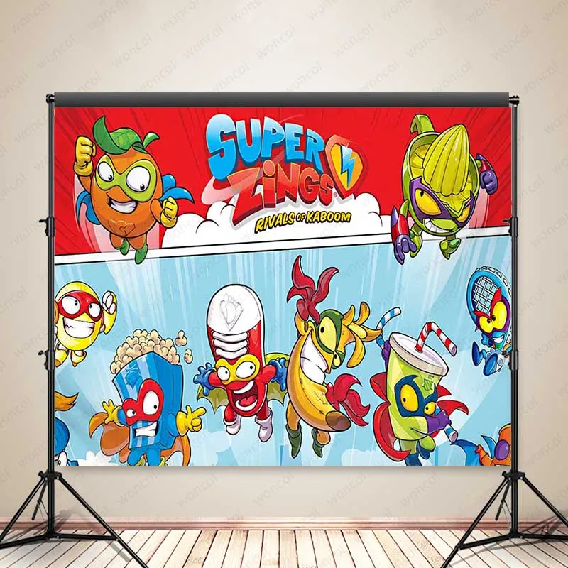 Woncol Super Zings Photo Background Boy Birthday Baby Shower Photo Background Bambino 1St 2Nd Birthday Decor Banner Photo Props