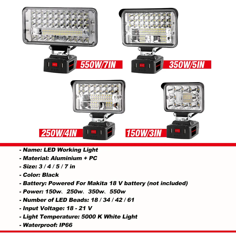 Led Worklight For Makita 18V li-ion batttery