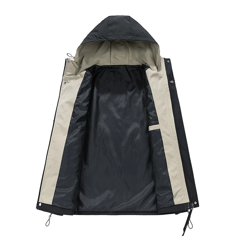 Männer Jacke Mäntel Wind breaker Trench Overs ize 6xl 7xl 8xl plus Größe Kapuze wasserdicht schwarz Bomber Camping lose dünne Soft shell – Detail 15