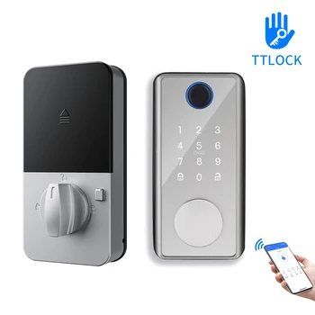 TTLock APP Smart Fingerprint Password Card US Deadbolt Automatic Latch Motor Lock 1