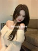 2024 Autumn Women Sexy White Y2k Cardigan Office Lady Long Sleeve Tops Bodycon V-Neck French Blouse Korean Fashion Outfits 4